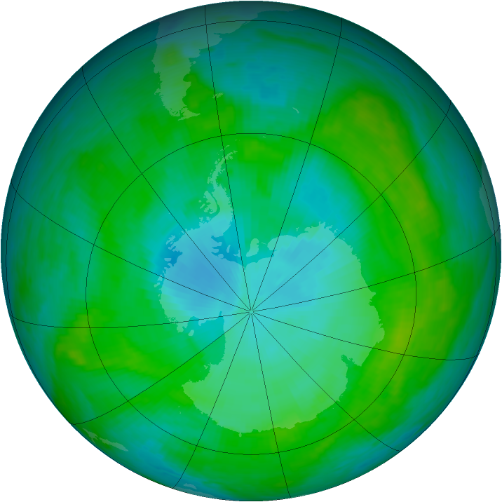 Antarctic ozone map for 28 January 1989
